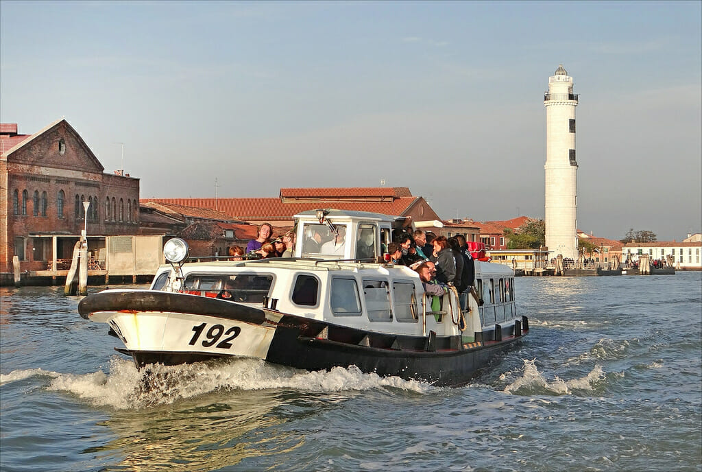 Vaporetto in front of the Murano island What to do in Venice