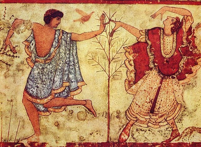 Fresco detail from the Tomb of the Triclinium Italy sights